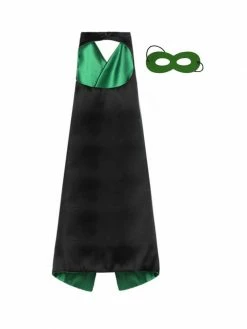 Sydney So Sweet Costumes For Kids Green & Black Superhero Or Princess Reversible Cape & Mask Costume Set