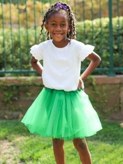 Sydney So Sweet Green Tutu Skirt - Kids Size 3-Layer Tulle Basic Ballet Dance Costume Tutus For Girls Christmas