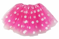 Sydney So Sweet Neon Pink And White Polka Dot Tutu Skirt Costume For Girls, Women, Plus