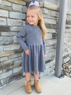 Sydney So Sweet Gray Knit Girls Ribbed Knit Sweater Dress Dresses & Skirt Sets 8 Sydney So Sweet Gray Knit Girls Ribbed Knit Sweater Dress Dresses & Skirt Sets