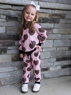 Sydney So Sweet My Heart Belongs To Cheetah Pink Hooded Girls Jogger Outfit