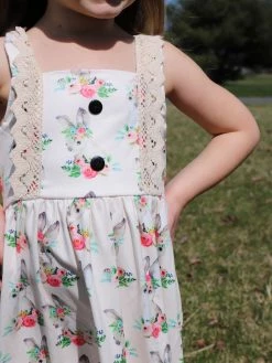 Sydney So Sweet Dresses & Skirt Sets Rabbit Rose Ruffle Pink Lace Girls Tank Dress