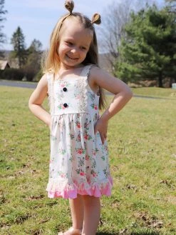 Sydney So Sweet Dresses & Skirt Sets Rabbit Rose Ruffle Pink Lace Girls Tank Dress