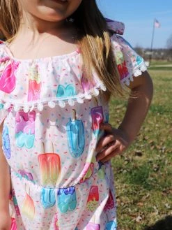 Sydney So Sweet Anything Is Popsicle Treats Pink Pom Pom Girls Shorts Romper Rompers & Jumpsuits