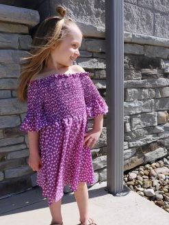 Sydney So Sweet Perfectly Purple Ditsy Floral Smocked Flare Girls Dress New Arrivals