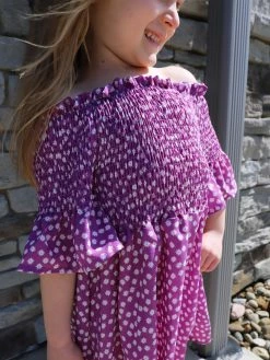 Sydney So Sweet Perfectly Purple Ditsy Floral Smocked Flare Girls Dress New Arrivals