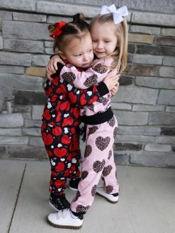 Sydney So Sweet Loungewear, Joggers, & PJ's Love Your Heart Red & Black Hooded Girls Jogger Outfit