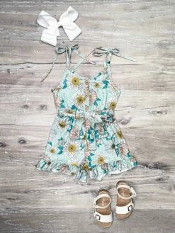 Sydney So Sweet Sales Store 14 Sydney So Sweet New Arrivals Happy Daisy Blue & Yellow Ruffle Girls Shorts Romper
