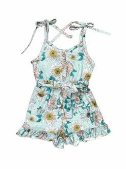 Sydney So Sweet New Arrivals Happy Daisy Blue & Yellow Ruffle Girls Shorts Romper
