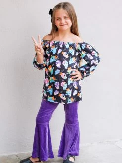 Sydney So Sweet Happy Ghost Rainbow Purple Velvet Bell Bottom Girls Fall Outfit 14 Sydney So Sweet Happy Ghost Rainbow Purple Velvet Bell Bottom Girls Fall Outfit