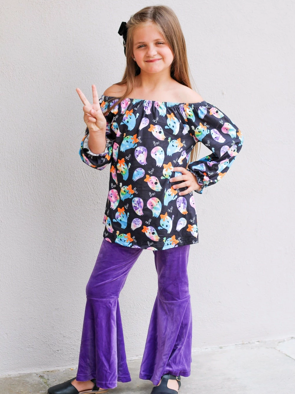 Sydney So Sweet Happy Ghost Rainbow Purple Velvet Bell Bottom Girls Fall Outfit 7 Sydney So Sweet Happy Ghost Rainbow Purple Velvet Bell Bottom Girls Fall Outfit