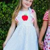 Sydney So Sweet New Arrivals Red Apple Polka Dot Gingham Flutter Sleeve Girls Dress