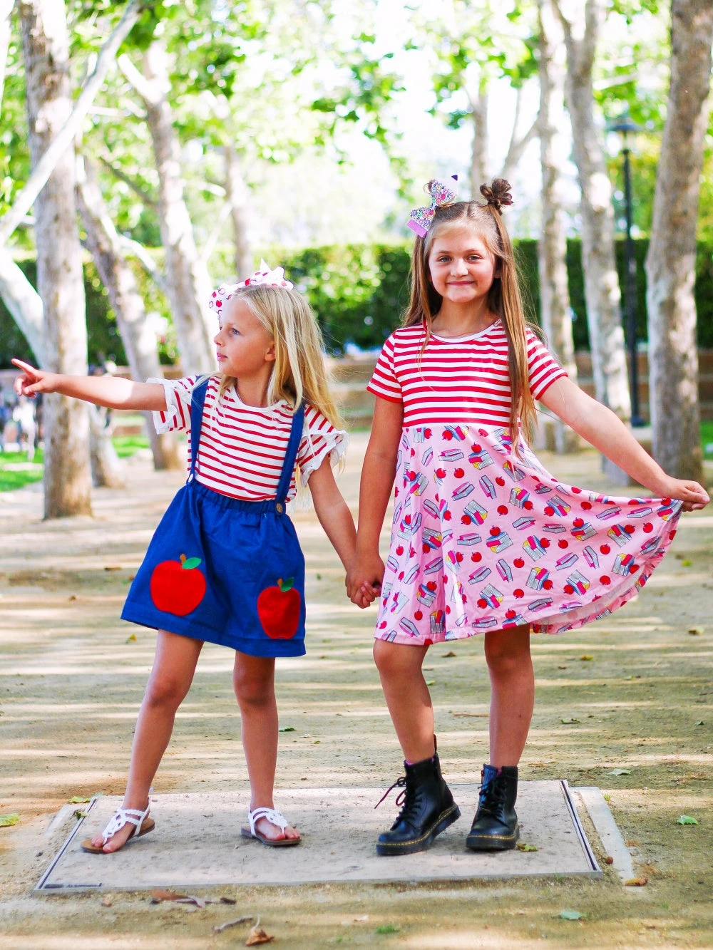 Sydney So Sweet New Arrivals Apple Of My Eye Stripe Sequin Red & Navy Girls Suspender Skirt Outfit 4 Sydney So Sweet New Arrivals Apple Of My Eye Stripe Sequin Red & Navy Girls Suspender Skirt Outfit
