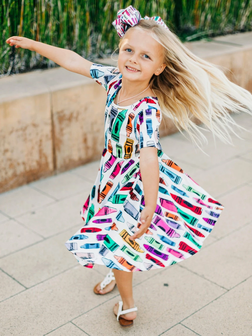Sydney So Sweet New Arrivals Get Your Cray On Short Sleeve Girls Back To School Crayon Skater Dress 1 Sydney So Sweet New Arrivals Get Your Cray On Short Sleeve Girls Back To School Crayon Skater Dress