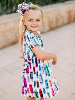 Sydney So Sweet New Arrivals Get Your Cray On Short Sleeve Girls Back To School Crayon Skater Dress 9 Sydney So Sweet New Arrivals Get Your Cray On Short Sleeve Girls Back To School Crayon Skater Dress