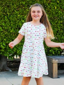 Sydney So Sweet Sales Store 16 Sydney So Sweet Creative, Smart, Inspiring Pencil Short Sleeve Girls Back To School Skater Dress