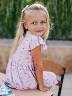 Sydney So Sweet On Point Pink Pencil Flutter Ruffle Girls Back To School Dress
