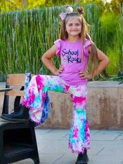 Sydney So Sweet School Rocks Rainbow Tie Dye Bell Bottom Girls Back To School Outfit New Arrivals