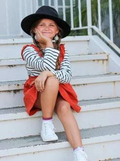 Sydney So Sweet Rust Orange Stripe Ruffle Girls Suspender Outfit Dresses & Skirt Sets 12 Sydney So Sweet Rust Orange Stripe Ruffle Girls Suspender Outfit Dresses & Skirt Sets