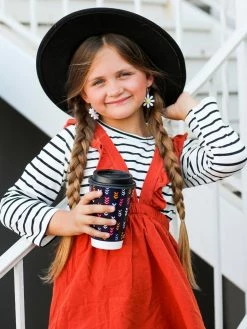 Sydney So Sweet Rust Orange Stripe Ruffle Girls Suspender Outfit Dresses & Skirt Sets 10 Sydney So Sweet Rust Orange Stripe Ruffle Girls Suspender Outfit Dresses & Skirt Sets