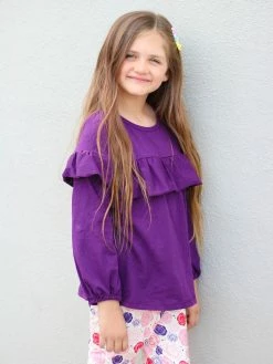 Sydney So Sweet Crazy Floral Plum Purple Ruffle Girls Leggings Outfit