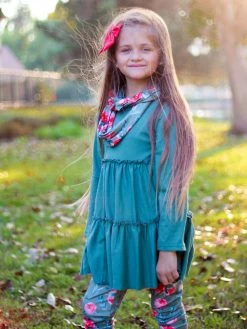 Sydney So Sweet Rose Garden Green Ruffle Girls Winter Scarf Outfit