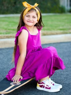 Sydney So Sweet Magenta Flutter Sleeve Ruffle Girls Dress