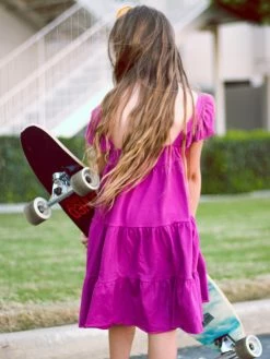 Sydney So Sweet Magenta Flutter Sleeve Ruffle Girls Dress