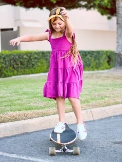 Sydney So Sweet Magenta Flutter Sleeve Ruffle Girls Dress