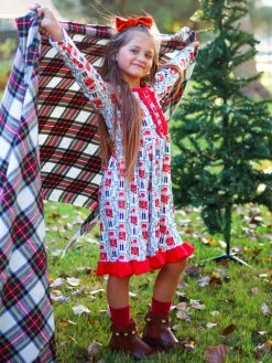 Sydney So Sweet Nutcracker Mistletoe Red Ruffle Girls Christmas Dress Dresses & Skirt Sets