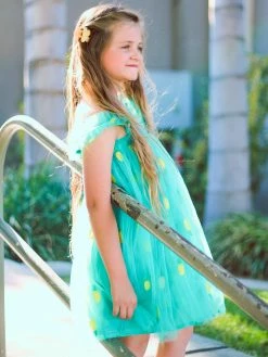 Sydney So Sweet Pineapple Party Teal Blue Tulle Chiffon Girls Dress New Arrivals