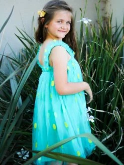 Sydney So Sweet Pineapple Party Teal Blue Tulle Chiffon Girls Dress New Arrivals