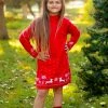 Sydney So Sweet Fair Isle Red Snowflake Cable Knit Girls Sweater Dress Dresses & Skirt Sets