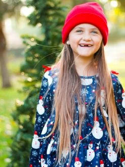 Sydney So Sweet Snow Very Cute Navy Snowman Denim Patch Girls Outfit