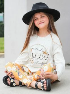 Sydney So Sweet 2 Piece Pants Outfits Think Happy Be Happy Butterfly Daisy Yellow Girls Outfit