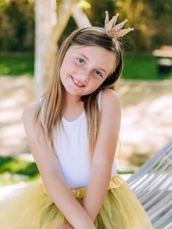 Sydney So Sweet Gold Crown Girls Princess Costume - Complete Kids Costume Set With Tutu & Crown Headband Costumes For Kids