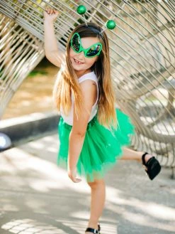 Sydney So Sweet Alien Costume Green - Complete Kids Costume Set With Tutu, Headband, & Sunglasses Costumes For Kids