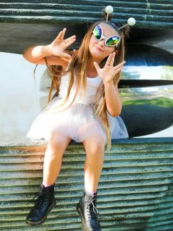 Sydney So Sweet Alien Costume Silver - Complete Kids Costume Set With Tutu, Headband, & Sunglasses Costumes For Kids