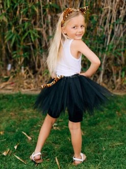 Sydney So Sweet Girls Tiger Costume - Complete Kids Costume Set With Black Tutu, Tail, & Ears Costumes For Kids