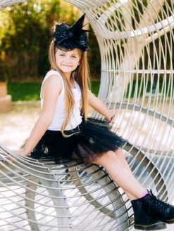Sydney So Sweet Costumes For Kids Girls Pixie Black Witch Costume - Complete Kids Costume Set With Pixie Cut Tutu And Hat Headband