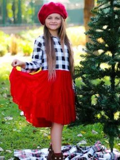 Sydney So Sweet Dresses & Skirt Sets White Buffalo Plaid Red Swiss Dot Chiffon Girls Tutu Dress
