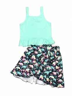 Sydney So Sweet Hear Me Rawr Rainbow Dinosaur Mint Girls Skirt Outfit New Arrivals