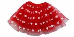 Sydney So Sweet Red Heart Valentine's Day Tutu Skirt For Toddler, Girls, Women, Plus