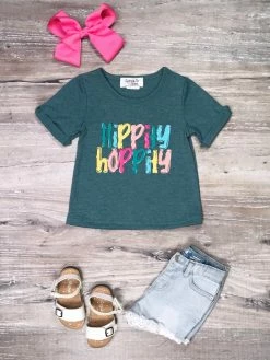 Sydney So Sweet Hippity Hoppity Rainbow Pastel Blue Girls Or Boys Easter Top T-Shirts & Tops