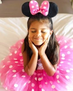 Sydney So Sweet Costumes For Kids Neon Pink Polka Dot Mouse Girls Headband Ears, Kid Or Adult Costume Accessories