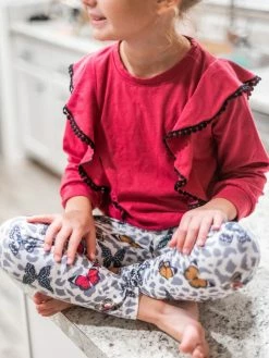 Sydney So Sweet Burgundy Butterfly Leopard Pom Pom Ruffle Girls Outfit 7 Sydney So Sweet Burgundy Butterfly Leopard Pom Pom Ruffle Girls Outfit
