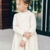 Sydney So Sweet Dresses & Skirt Sets Dark Cream Knit Girls Ribbed Knit Sweater Dress