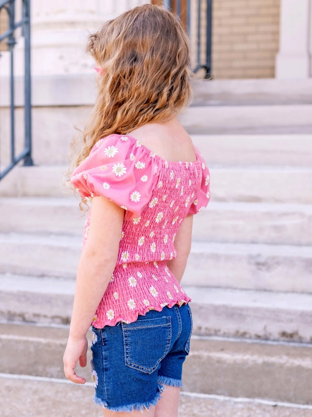 Sydney So Sweet Daisy Blossoms Blush Pink Smocked Denim Girls Shorts Outfit New Arrivals 8 Sydney So Sweet Daisy Blossoms Blush Pink Smocked Denim Girls Shorts Outfit New Arrivals