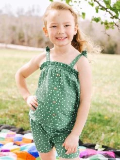 Sydney So Sweet Green Polka Dot Tie Strap Girls Shorts Outfit New Arrivals
