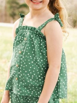 Sydney So Sweet Green Polka Dot Tie Strap Girls Shorts Outfit New Arrivals